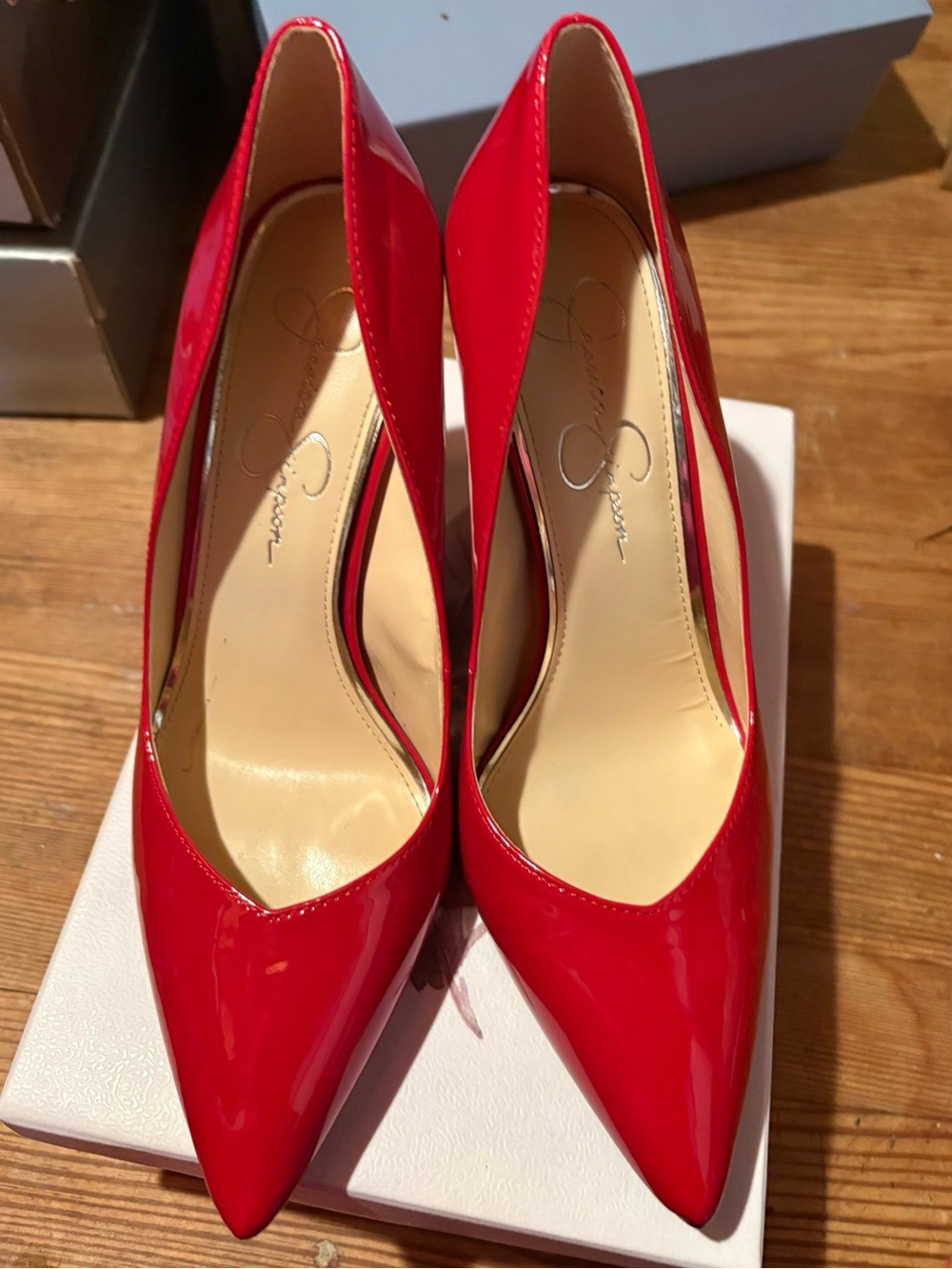 Jessica Simpson Red Patent Pointed-Toe Pumps